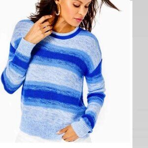 Lilly Pulitzer Elannie Sweater Blue Grotto Marled Ombre Stripe M